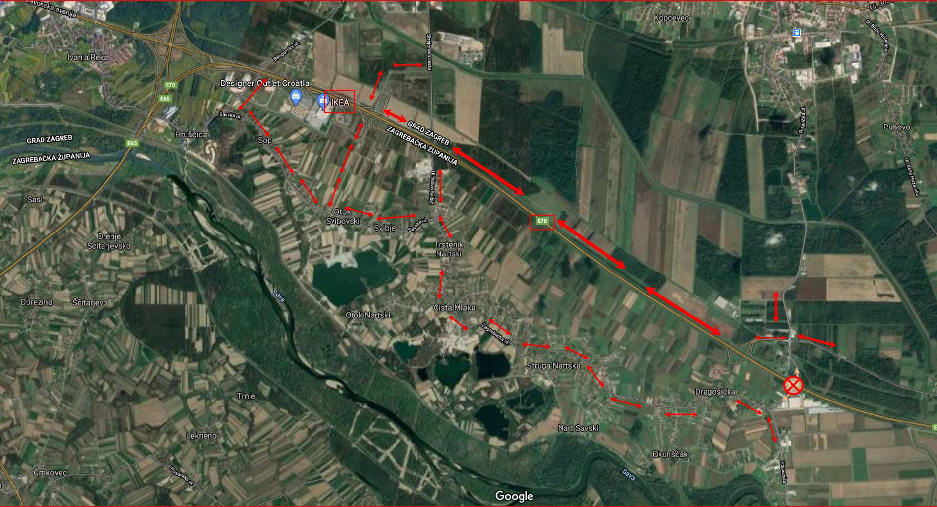 Obilazni pravci nadvožnjak Rugvica_skica